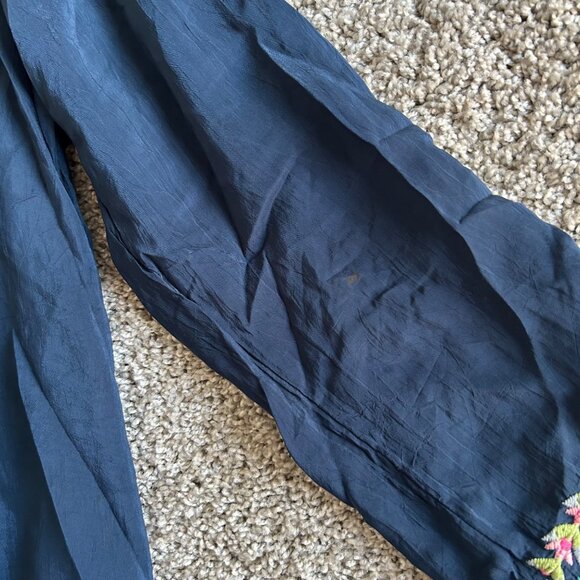 Johnny Was Womens Sz Large Annette Floral Embroidered Tunic Blue - Picture 9 of 11